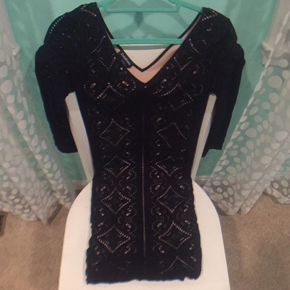 Bebe Black midsleeve bodycon dress size M/L